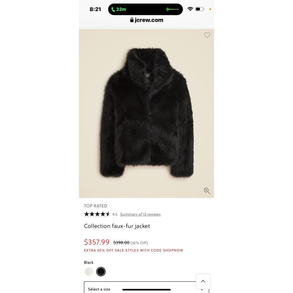 J. Crew Collection Women's Faux-Fur Jacket Long Sleeve Black Size Medium NWT - Picture 6 of 13